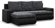Tokio sarokkanapé, 2 ágyneműtartóval, fonott + műbőr, baloldali, szürke - fekete