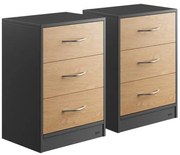 Casaria® 2 darabos Eloise éjjeliszekrény szett 54x39x28 cm - fa/szürke