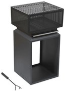 Hordozható fa tűzrakóhely rostéllyal fekete