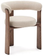 Barna-bézs kőrisfa karfás étkezőfotel Granite – Kave Home