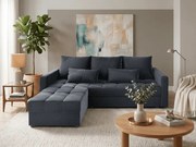 Sötétszürke kihúzható sarokkanapé ZENOVA 220 x 140 cm, kétoldalas