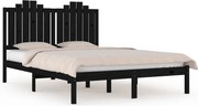 vidaXL fekete tömör fenyőfa ágykeret 200 x 200 cm