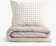 Goldea pamut ágyneműhuzat duo - latte színű kockás, latte színű hátoldal 140 x 200 és 70 x 90 cm