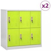 2 db világosszürke-zöld acél zárható szekrény 90 x 45 x 92,5 cm