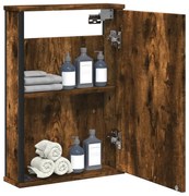 füstölt tölgy szerelt fa tükrös fürdőszobaszekrény 42x12x60 cm