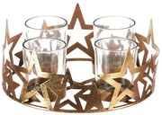 Adventi Csillag gyertyatartó üvegpoharakkal, fém, arany , 18 x 18 x 8 cm