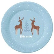 Karácsonyi Hello Winter papírtányér 6 db-os 18 cm