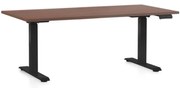 Állítható magasságú asztal OfficeTech D, 160 x 80 cm, fekete alap, dió