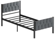 KAROM fém egyszemélyes ágy 90x200 cm, szürke, teherbírás 120 kg