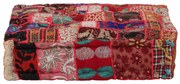 kézzel készült piros pamut patchwork kocka puff 50x50x12 cm