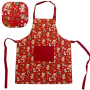 Konyhai kötény pamut karácsonyi Christmas piros TiaHome