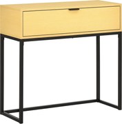 HOMCOM Fali Asztal Fiókkal – Modern Oldalsó Asztal Acél Lábakkal Előszobába, Nappaliba, Hálószobába 80x30x76 cm Természetes | Aosom