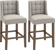 HOMCOM 2 db-os Bárszék Modern Konyhai Székek Bistro Székek Bárszékek Hátmasszázzsal Konyhai Ellenálló Székek Vászon Hatású Gumifa Beige 47 x 50 x 101