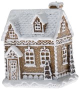 Karácsonyi LED-es mézeskalács ház, 8,1 x 10,3 x 6 cm, polirezin