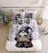 3 részes karácsonyi flanel ágyneműhuzat 3D polipamut Szürke Törpe 200x140cm+90x70cm TiaHome