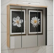 VENOM fali fürdőszobaszekrény tükörrel zöld/artisan tölgy