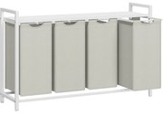 VASAGLE 4 rekeszes szennyeskosár 4 × 40 L, 116 × 33 × 72 cm, krémfehér és matt fehér