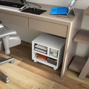 HOMCOM Nyomtatóállvány Tároló Bútor Iroda Szekrény Szervező 4 nyitott rekesszel - méretek: 40L x 30W x 36H cm - fehér fa | Aosom