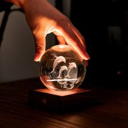 Asztali lámpácska 3D lézerrel készült mintával, többféle - Gingko Motiv: delfíni