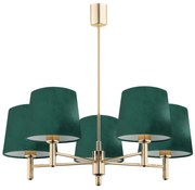 Argon 2145 - Csillár rúdon PONTE 5xE27/15W/230V zöld/sárgaréz