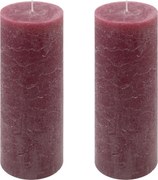Rusztikus gyertya készlet 20 cm Ø 7,5 cm 2 db bordó