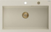 Mexen Elix gránit mosogató 1-medencés 800 x 500 mm, bézs, arany szifon - 6527801005-69-G