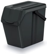 PROSPERPLAST SORTIBOX II újrahasznosított fekete hulladékgyűjtő, térfogat 25L