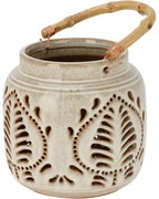 Porcelán lámpa bambusz fogantyúval 14,5 x 14 cm,bézs