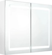 vidaXL fényes fehér LED-es tükrös fürdőszobaszekrény 80 x 12 x 68 cm