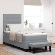 Box Spring Ágy Mattal és Padja Világosszürke 100x200 cm Szövet