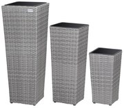 Casaria® 3 darabos virágtartó készlet - szürke