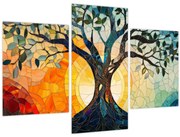 Kép – Mozaik – nap és fa I. (90x60 cm)