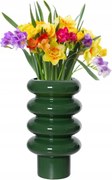 Üveg virágváza 14x25,5cm Zöld dekoratív elegáns