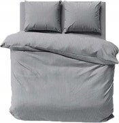 Prémium sima csíkos szatén ágyneműhuzat 180x200 szürke