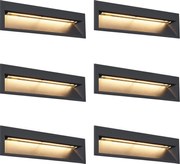 6 darabos modern, süllyesztett fali lámpa szett fekete 28cm LED-del IP65 - Mert