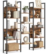 Könyvespolc létrapolc, ipari stílus, 158x24x166 cm, rusztikus barna fekete