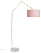 Modern állólámpa arany bársony árnyékolóval rózsaszín 50 cm - Editor