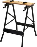 DURHAND Összecsukható Munkapad Készlet 2 Kezelőkerékkel Fakitermelő Asztalos Vas MDF Támogatással 100 kg-os Kapacitással 60.5x62.5x78.5 cm Természetes