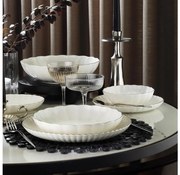 27 részes porcelán étkészlet, fehér/ezüst