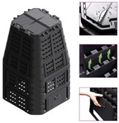 fekete kerti komposztáló 93,3 x 93,3 x 146 cm 1000 l