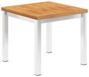 vidaXL tömör akácfa és rozsdamentes acél kerti kisasztal 45x45x38 cm