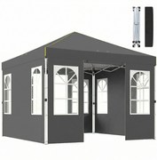 Outsunny 3 x 3 m vízálló pop-up pavilon — összecsukható kerti parti sátor, téltűrő, egygombos gyors beállítás, UV50+, oldalfalakkal és rögzítő készlet