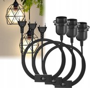 3M Lámpakapcsoló kábel fekete E27-es izzó foglalat kapcsolóval