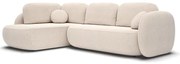 OLBIA balos, L-alakú kinyitható sarokkanapé tárolóval, bézs