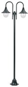 sötétzöld 2-égős alumínium kerti állólámpa, E27, 220 cm