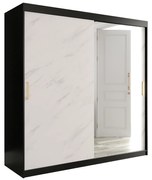 Ruhásszekrény 200 cm Marbelo T2 (matt fekete + fehér márvány). 1064598