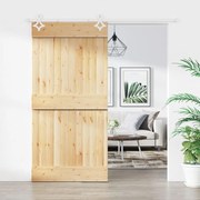 Tömör fenyőfa tolóajtó fémszerelékszettel 100 x 210 cm