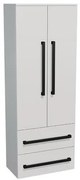 Magas fürdőszobai szekrény fekete fogantyúval SAT Cube Way 60x163x33 cm fehér fényes fényes/matt CUBE3CV60BL