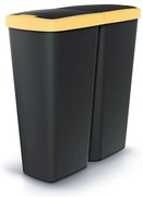 Hulladékgyűjtő DUO fekete, 50 l, sárga / fekete