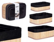 3 db-os Kosár Tároló Doboz szett fürdőszobába fekete